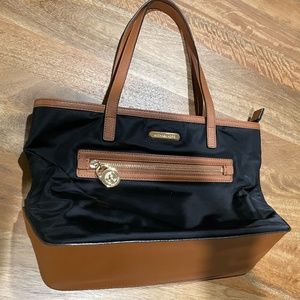 Michael Kors Kempton Nylon Small Leather Tote - Black